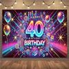 2D светящийся фон для 40-летия, Баннер-фон для вечеринки в фиолетово-неоновой тематике