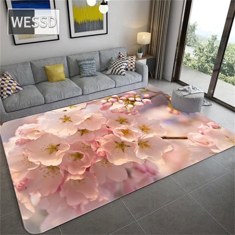 Скандинавский ковер с цветочным узором вишни большого размера для гостиной, водопоглощающий ковер для ванной, напольный коврик, коврик с розовым цветком