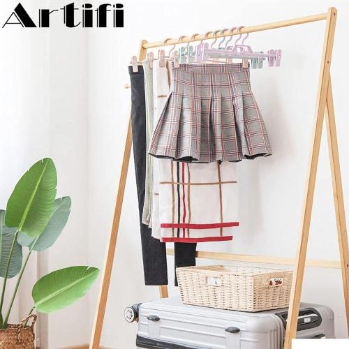 Artifi 20-Piece Non-Slip Hanger Set for Pants and Skirts, Space-Saving, Strong Clips, Long-Lasting, 360-Degree Rotation, for Slacks, Laundry, and Clot