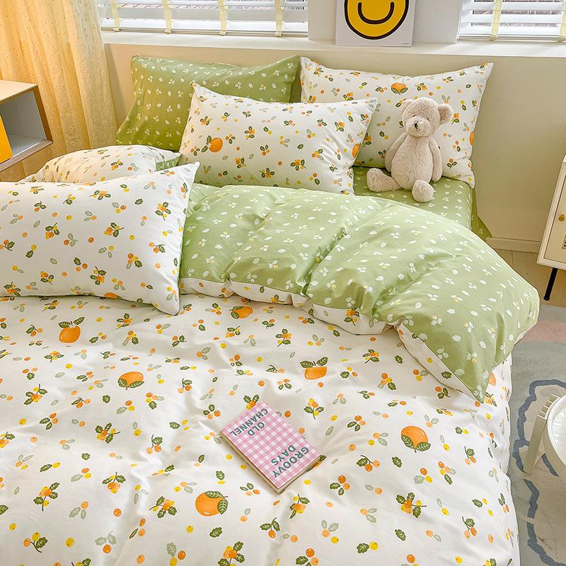 Комплект из четырех предметов из чистого хлопка, счет 60, утолщенное постельное белье из чистого хлопка, комплект из трех предметов, длинноволокнистый хлопок, небольшой свежий пододеяльник, простыня на подгонке.