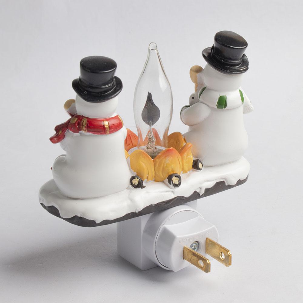 1pcs Snowman Campfire Flickering Night Light Christmas Santa Claus Plug In Night Light Christmas Decoration for Boys/Girls