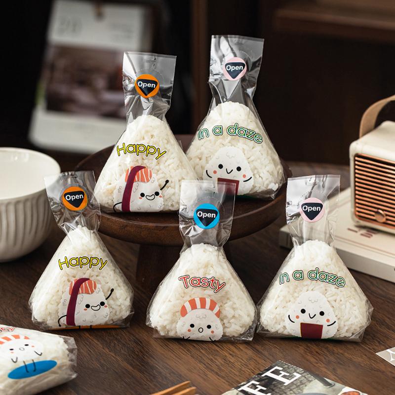 50/100 шт., симпатичные мультяшные треугольные рисовые шарики, упаковочная сумка, водоросли, онигири, суши, бэнто, форма для приготовления, аксессуары для бэнто, сумки для суши