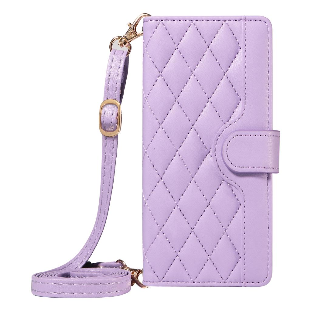 For Xiaomi Redmi Note 14 4G (164.84x78.15x8.16mm) Wallet Case Rhombus Leather Phone Cover with Strap
