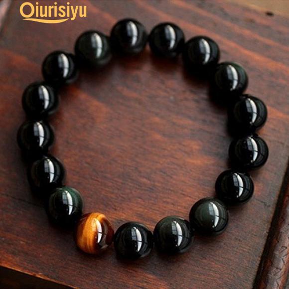 Unisex Retro Style Jewelry Agate Tiger Eye Beads Bangle Bracelet