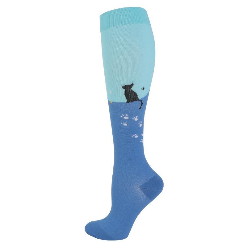 Unisex Compression Socks Calf Pressure Stockings Compresse Sports Marathon Varicose Veins Yoga Men Women Nurse Cartoon Pattern