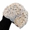 Hollow Mesh 3D Flower Knitted Beanie Hat Handmade Mesh Knit Cap Turban Knit Hat  Women Casual Wear