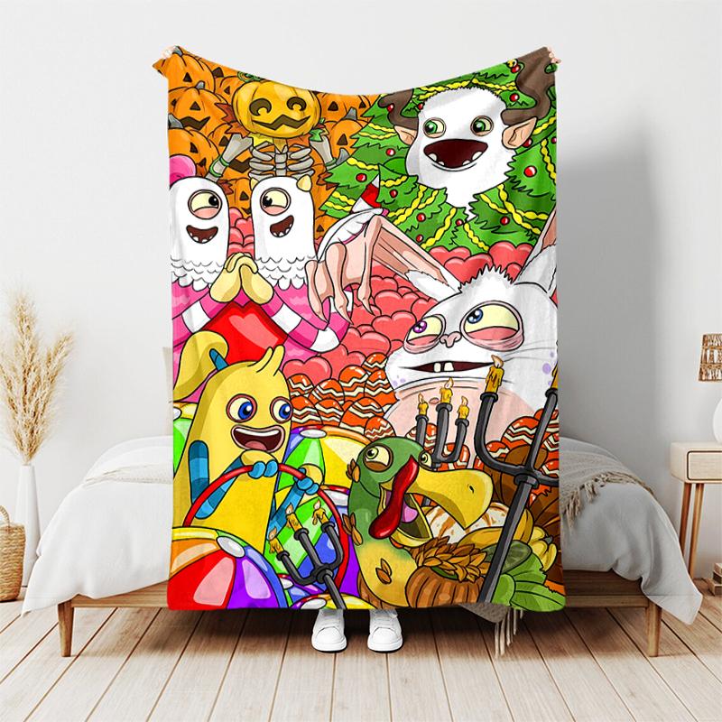 1pc Blanket My Singing Monsters1 Print Design, Lightweight Blanket for Sofa, Bed- Soft &Warm, Gift for All Seasons like Christmas, Halloween