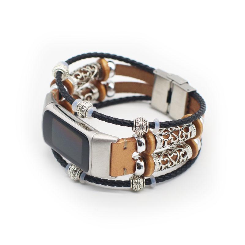 Модный дизайн, украшение, кожаный плетеный ремешок для часов, замена для Fitbit Charge 6/5