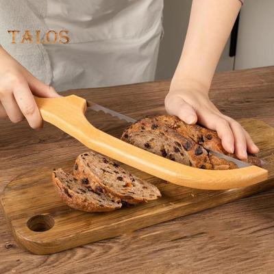 Набор для нарезки хлеба с безопасной отверткой, зубчатым лезвием из нержавеющей стали, ручкой из бука, бубликами, багетами, сыром, фруктами, кухонными принадлежностями