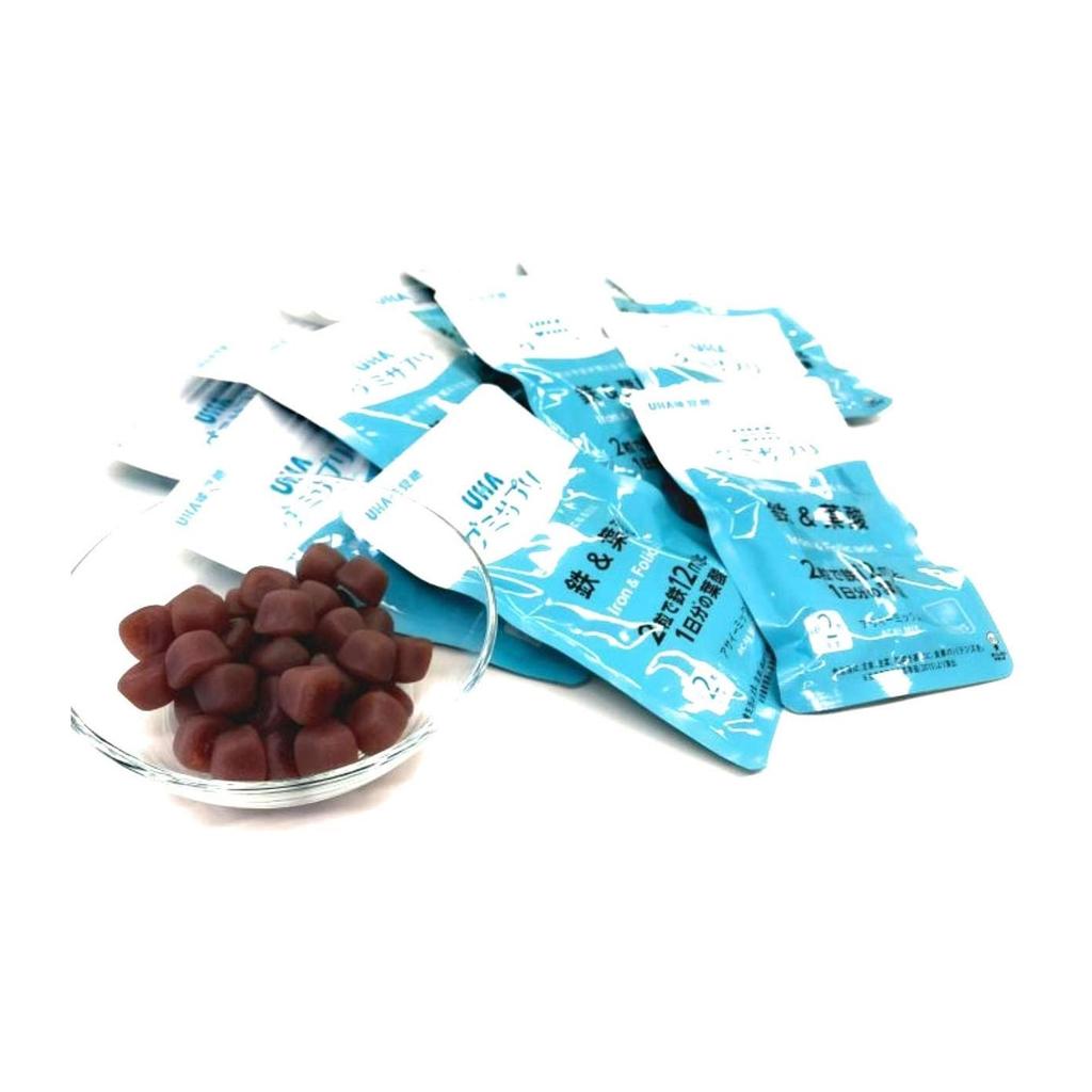UHA Gummy Supple железо и фолиевая кислота в виде жевательных мармеладок, курс на 110 дней