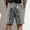 Мужские повседневные шорты средней посадки с эластичной резинкой на талии, длиной до колена, с карманами, блестящие пайетки, свободные шорты