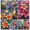 Diy Diamond Painting Large Size Giant Blooming Colorful Flowers Lilies Diamond Embroidery Full Square Round 5D Cross Embroidery