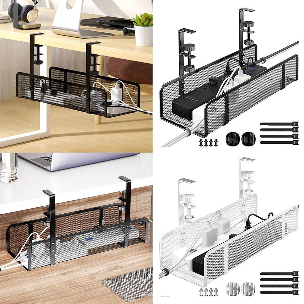 Easy Install Desk Cable Organizer Black White Under Table Cord Organizer Computer Desk