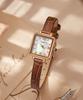 Lollalojeu Cube Mother-Of-Pearl Brown Leather Women'S Watch