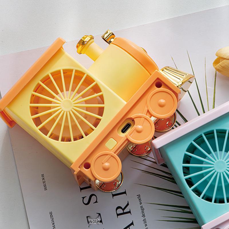 Summer Cartoon Train USB Rechargeable Portable Desktop Fan Toy