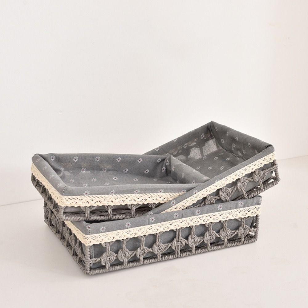 Hollow Out Tabletop Fruit Container Hand Woven Straw Storage Basket Bin  Home Decor