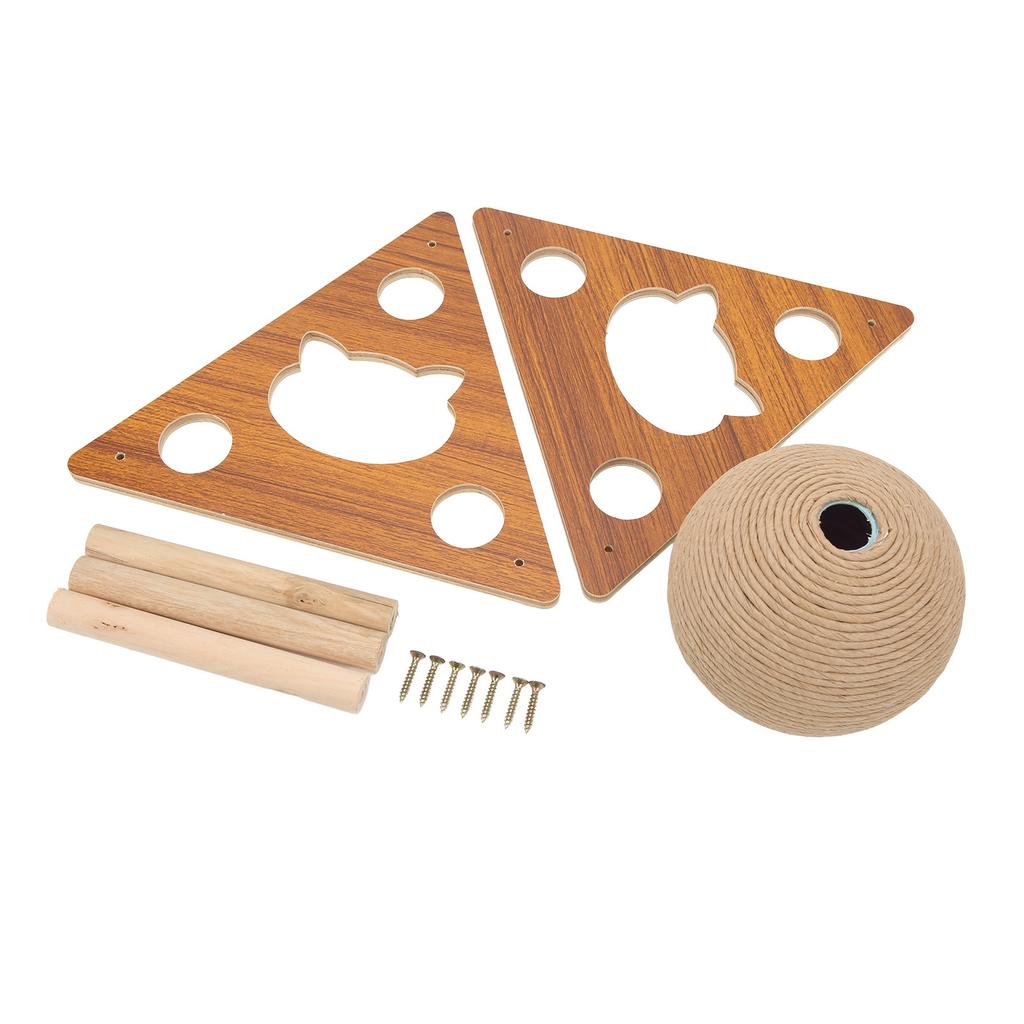 Cat Scratcher Toy Interactive Wood Natural Sisal Cat Scratching Ball for Cats and Kittens