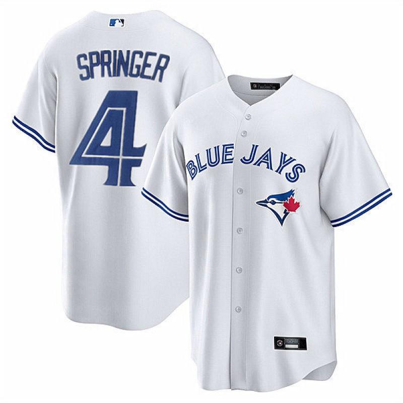 Toronto Blue Jays 4 Springer Mens Baseball Jersey Embroidered Short Sleeve V Neck Sportswear
