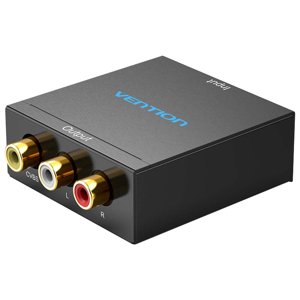 VENTION Адаптер-конвертер HDMI в RCA, Черный, DC 5V 1A, Питание от USB, Металлический корпус, AV-конвертер, Совместимость с видео и аудио