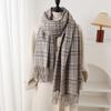Stripe Plaid Winter Women Scarf Imitation Cashmere Blanket Thick Warm Pashmina Shawl Wraps Tassel Poncho Stoles Echarpe