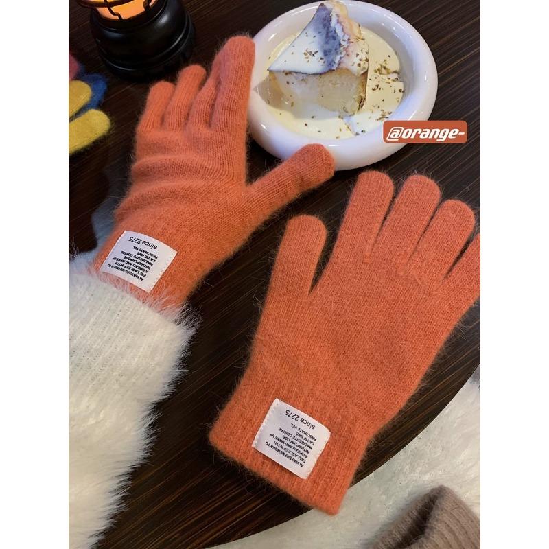 Новые однотонные теплые утолщенные вязаные перчатки для женщин на зиму с сенсорным экраном без пальцев, шерстяные студенческие велосипедные перчатки