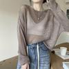 Sunscreen Knit Cardigan: Women's Backless Pearl Thin Long Sleeve Pullover for Summer & Early Autumn
