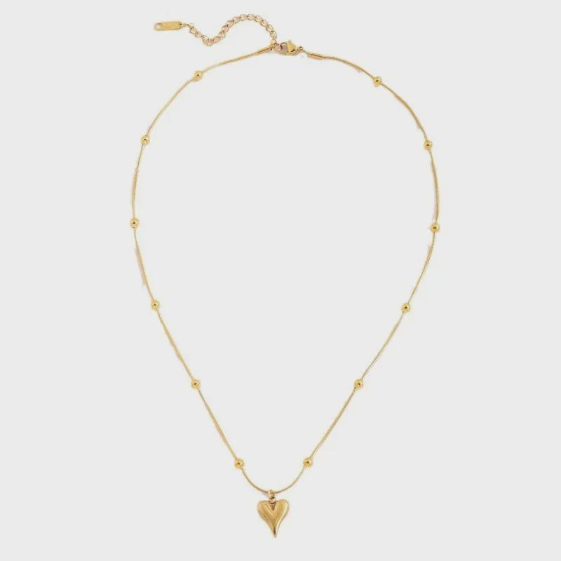 Женское высококачественное ожерелье из нержавеющей стали с бусинами Love и цепочкой-змейкой - европейская и американская мода 