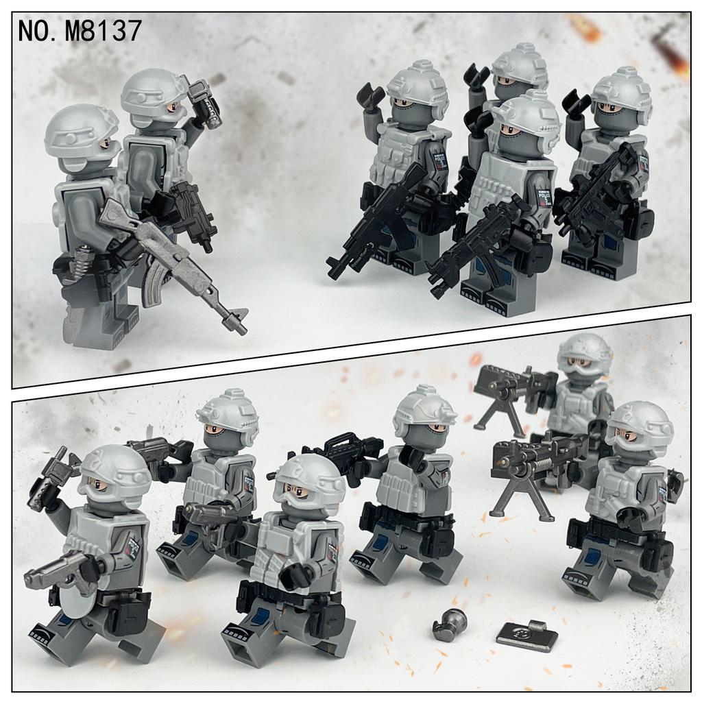 12pcs Military Series Anti-terrorism Special Police Advance Team Building Blocks Children Building Blocks Toys