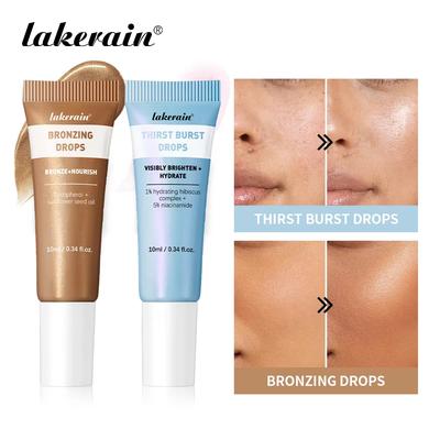 Bronze Brighten Drops Duo Primer Mix With Foundation Brighten Hydrate Silky Легко впитывается Не оставляет жирного ощущения Дорожный набор двойного действия