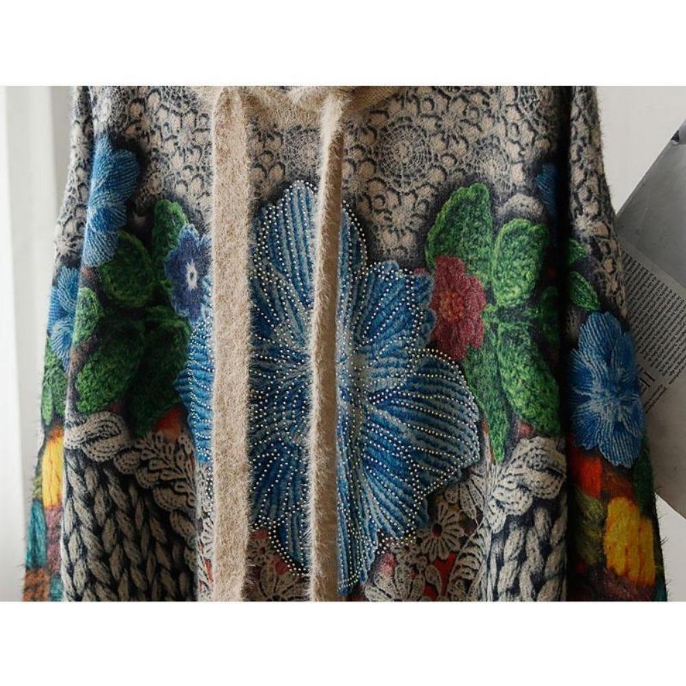 Большие размеры Зимние свитера Женские свитера большого размера Пуловеры Длинные рукава Шапки Вязание Свободный узор Печатный свитер