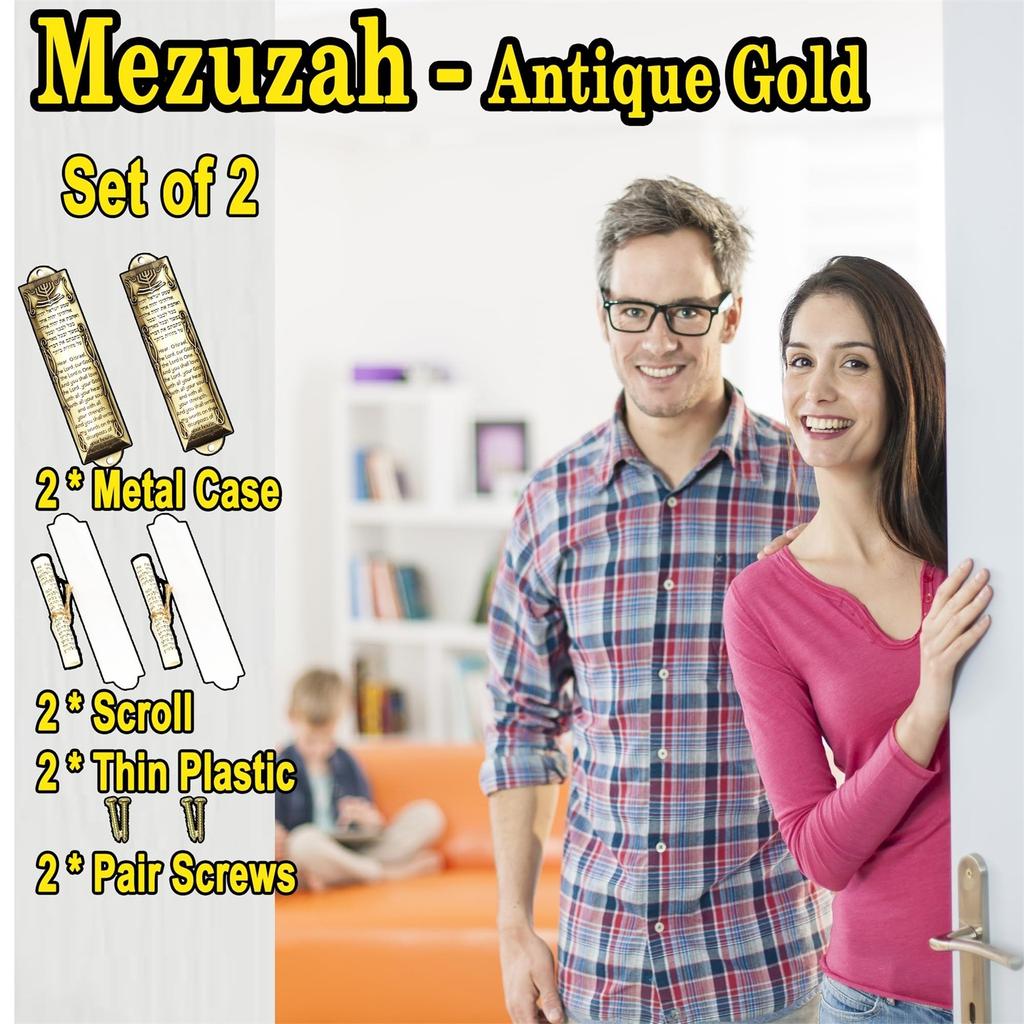 Мезуза для двери, металлическая мезуза со свитком для двери, еврейская мезуза для двери с благословением на дом на английском/еврейском языке для еврейского подарка на новоселье