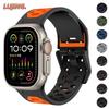 Apple Watch Band Ultra 2 49mm Series 9 8 7 45mm uchun silikon tasma Nafas oladigan ikki rangli bilaguzuk iWatch 6 5 4 SE 44mm 42mm tasmasi