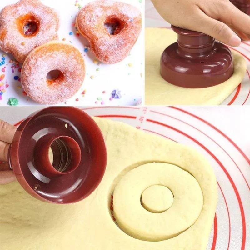 3 вида пресс-формы для пончиков и печенья, инструменты для выпечки тортов своими руками, круглая форма для печенья, кухонный инструмент для выпечки