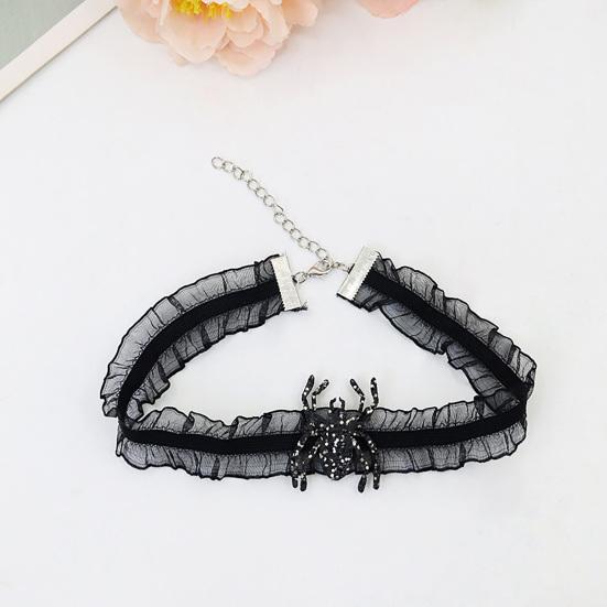 Костюм Паутины для Женщин Черное Кружевное Оголовье Чокер Перчатки