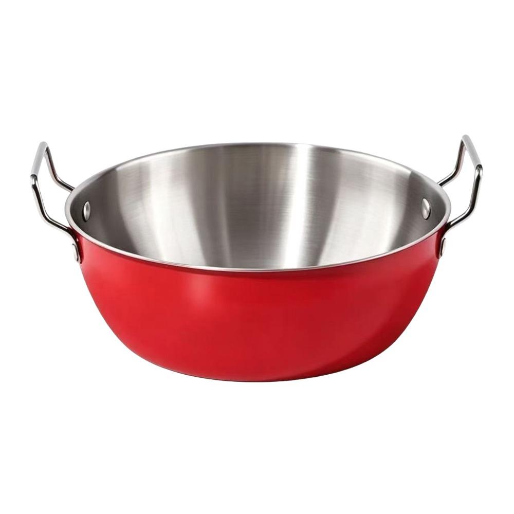 Stainless Steel Ramen Bowl Double Ear Handles Mixing Bowl New Soup Bowl Home Kitchen