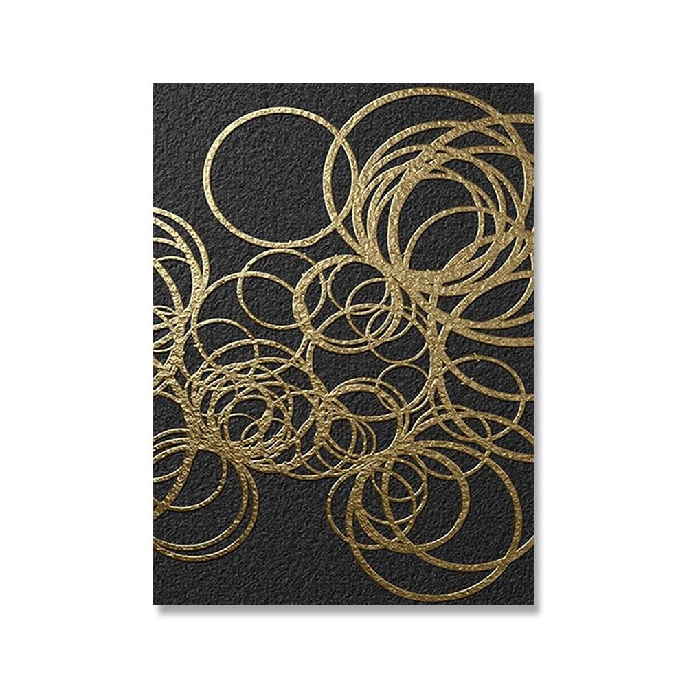 Abstract Black Gold Line Canvas Painting Nordic Minimalist Geometric Wall Art Posters and Prints Modern Home Decor Living Room