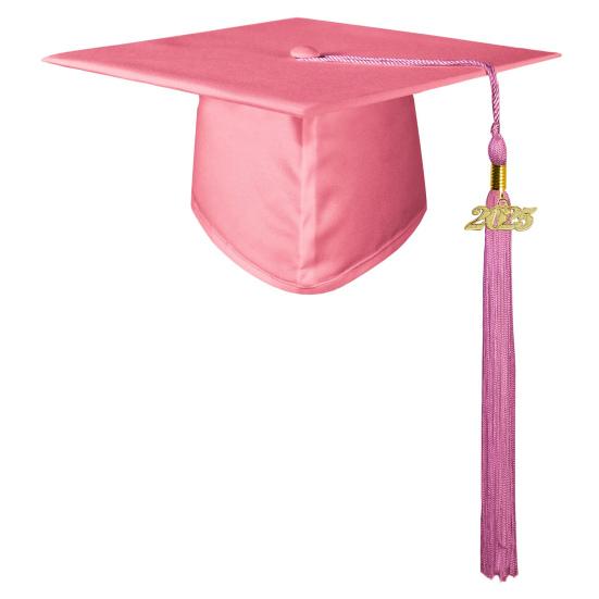 Матовая взрослая выпускная шапочка Унисекс Регулируемая шапочка бакалавра с подвеской 2025 Длинные кисточки Выпускной наряд Шапочка бакалавра для выпускного