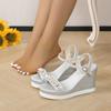 Fashion Women's Platform Sandals 2024 Summer Pearl High Heels Fashion Women's Wedge Sandals Beach Shoes