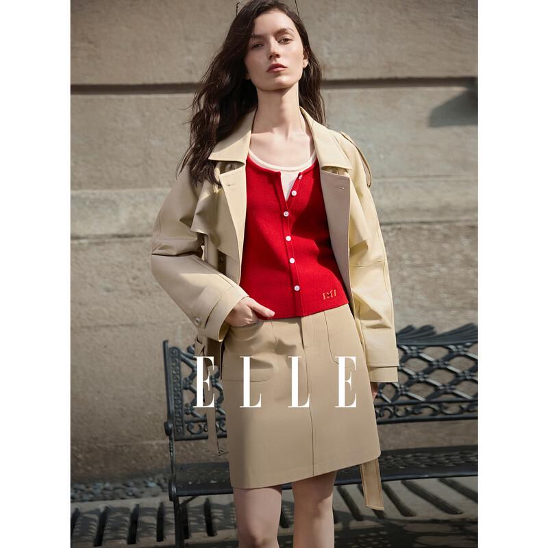 ELLE Женский короткий тренч с лацканами