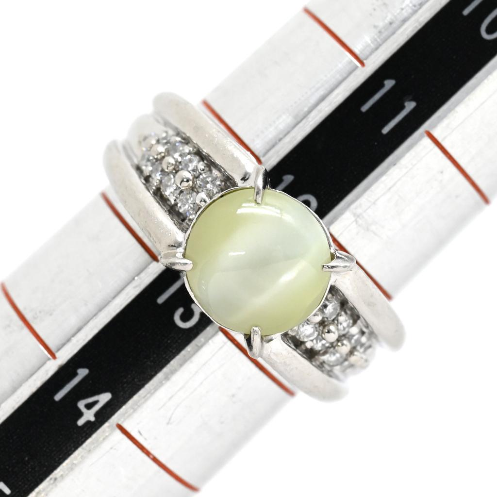 NON BRAND Cat's Eye Diamond RingRing ring Pt900/Chrysobell Cat's Eye #12.5(JP Size) Array