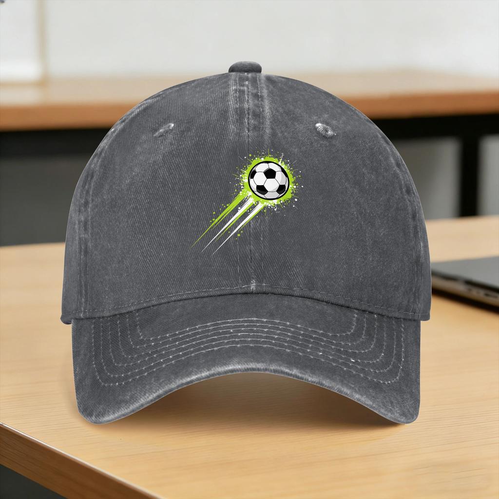 Soccer Ball Splash Graphic Baseball Cap Sun Outdoor Sports Wholesale Washed Hip Hop Hats Unisex Unisex Custom Logo Baseball Caps