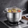 Double Handle Stockpot Stainless Steel Soup Pot with Steaming Sheet, Large Capacity Durable Cookware Dual Stockpot, Anti-Scalding Cooking for