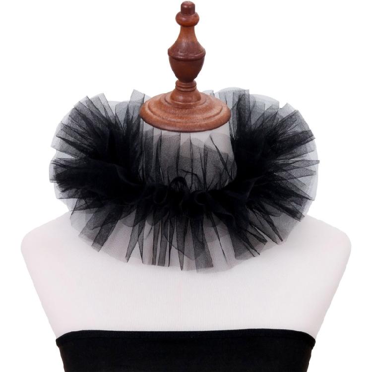 Vintage Renaissances Ruffled Mesh False Collar Victorian Gothic Neck Ruff Shawl Scarf Costume Cosplay Props for Women