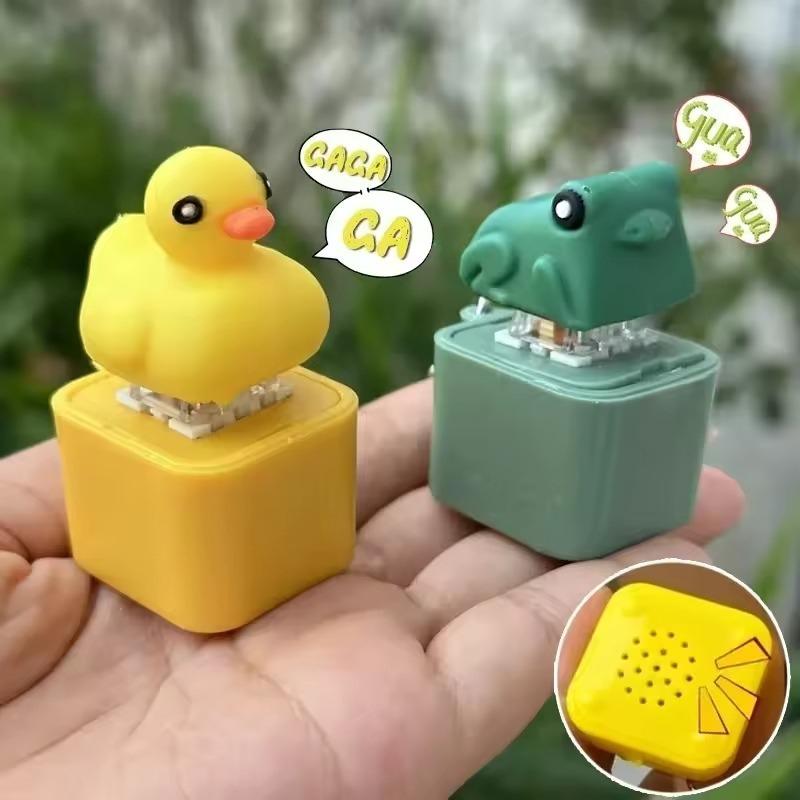 Fidget Keyboard Clicker Брелок Утка и Лягушка Снятие Стресса Сенсорная Игрушка С Крякающим Звуком И Светодиодной Подсветкой