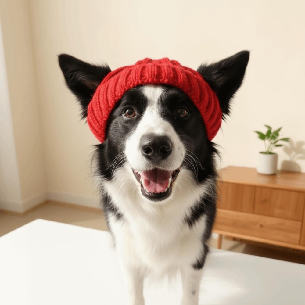 Вязаная шапка для питомца Вязаная шапка Теплая Теплые наушники Головной убор Собака Шапка-бини Новый год