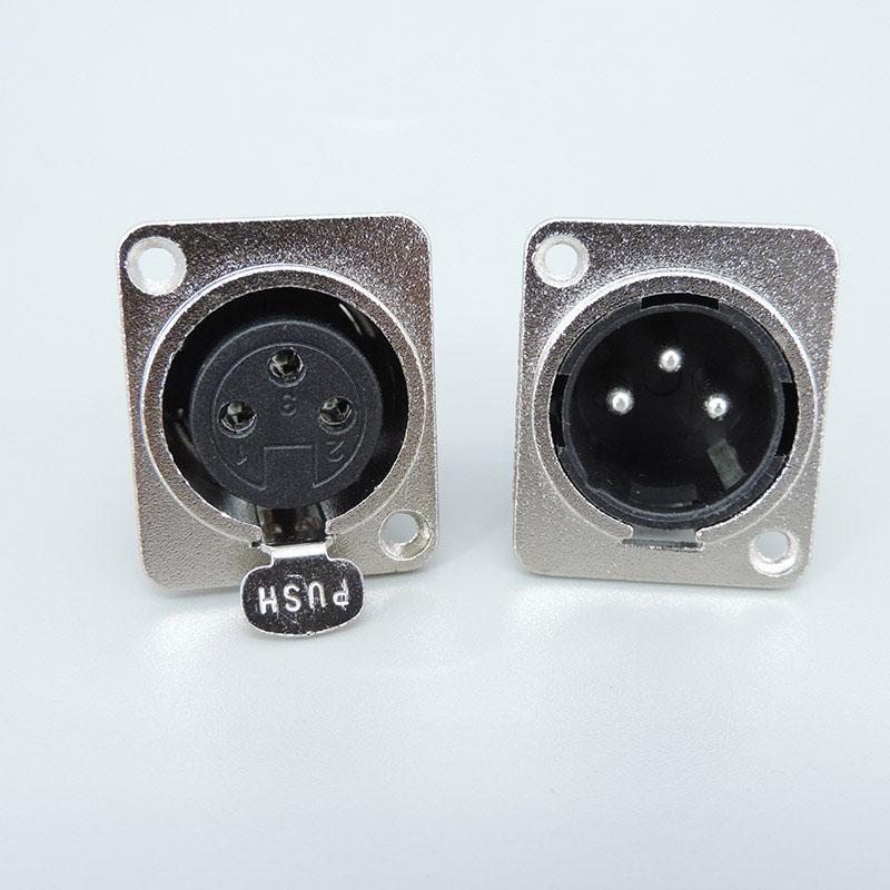 1pcs XLR 3pin Male or Female Panel Power Mount Socket Audio Microphone Jack Plug Connector Silver Copper Contact XLR Metal