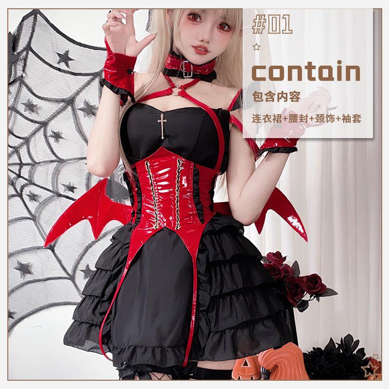 Halloween Costume Adult Diablo Goth Maid Costume Sexy Imp Anime Cosplay Bat Costume