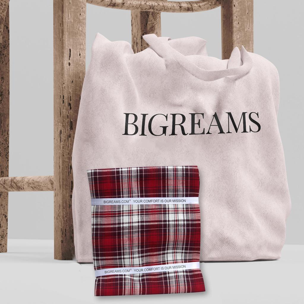 Bigreams Unstitched Cotton Christmas Tartan Check Shirt Fabric For Men's (58" Inch Width)