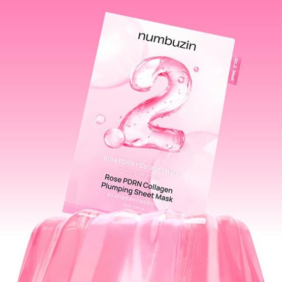 NUMBUZIN Маска листовая No.2 Rose PDRN Collagen Plumping 33мл*4шт