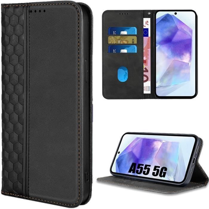 Coque de protection - BOOLING - pour Samsung Galaxy A55 5G - Antichoc - Cuir PU et TPU - Porte-cartes